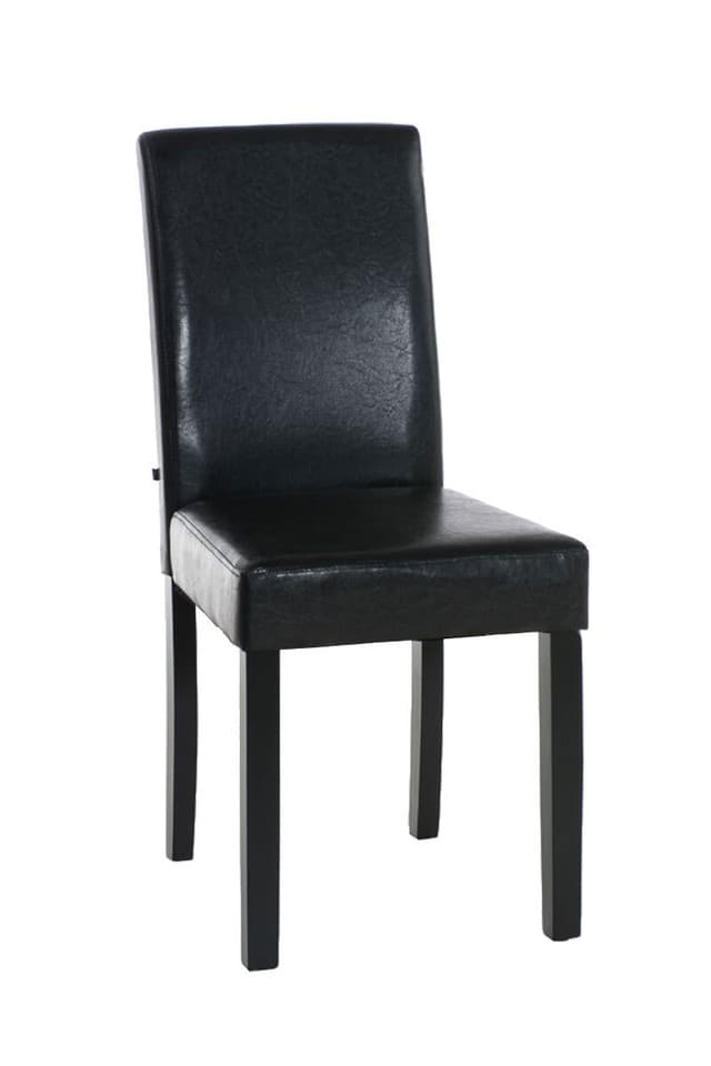 Chaise de salle à manger Ina en Similicuir Dossier Haut et Piètement en Bois