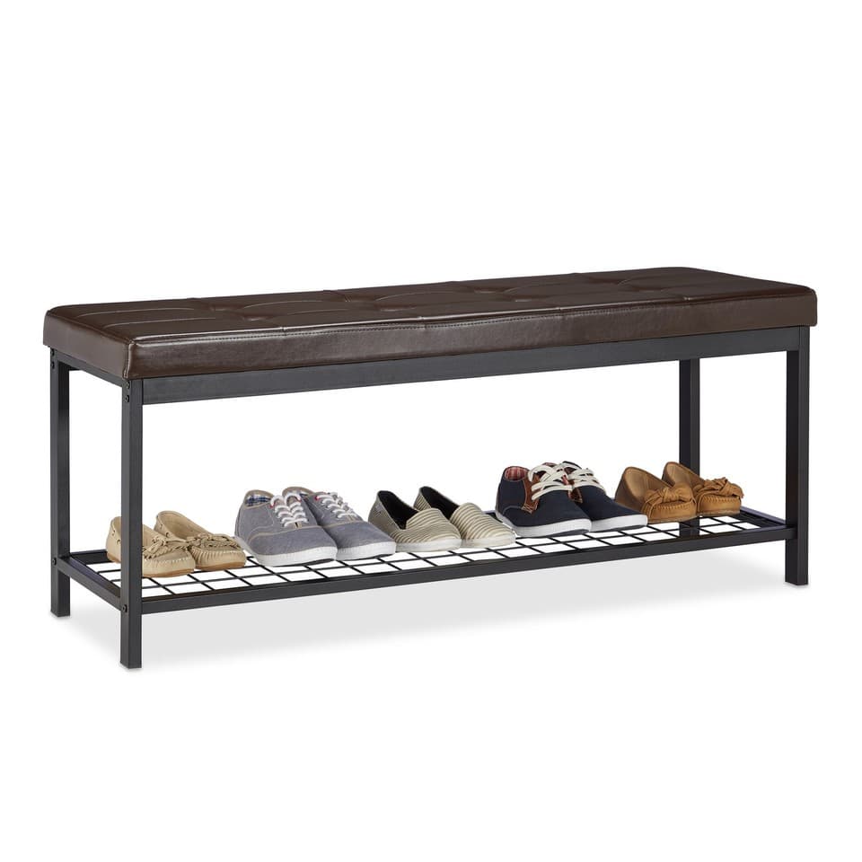 Banc d'entrée range-chaussures xxl banquette rembourrée étagère de couloir