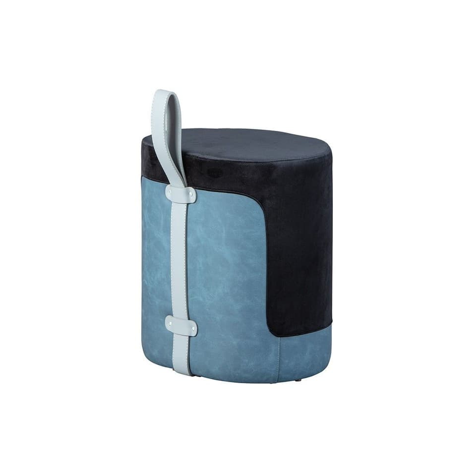 Pouf Design en Velours à Poignée "Laly" 43cm Noir