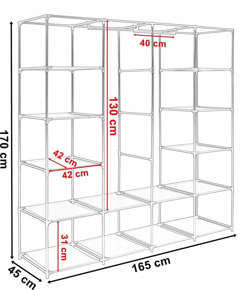 Armoire textile Olena anthracite avec étagères