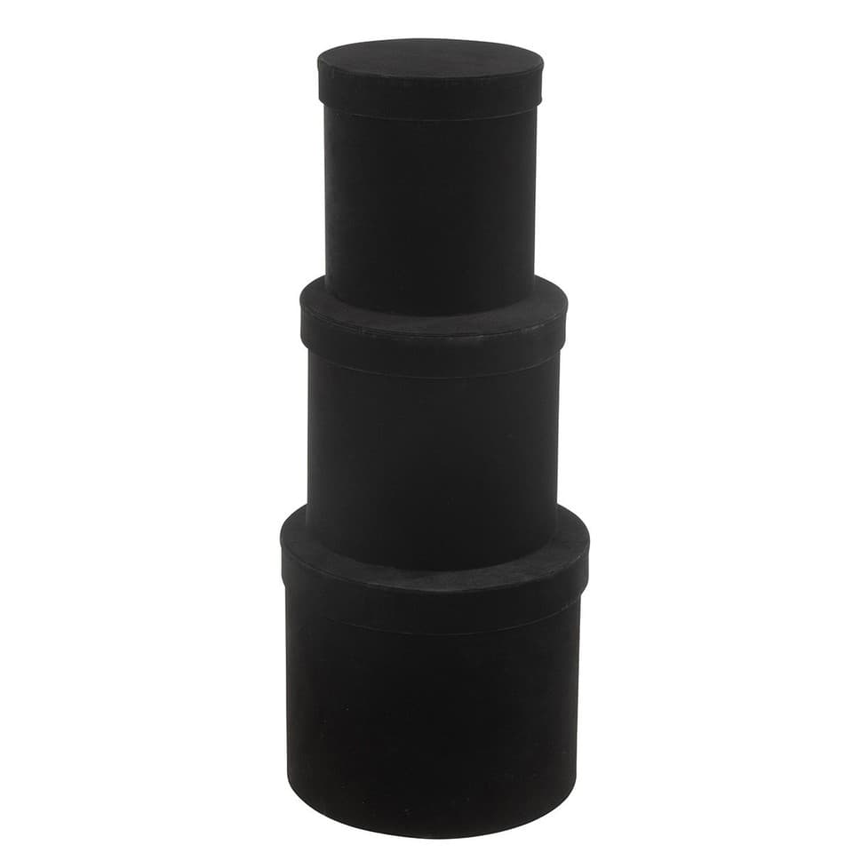 Lot de 3 Boîtes de Rangement Rondes "Vaughn" 27cm Noir