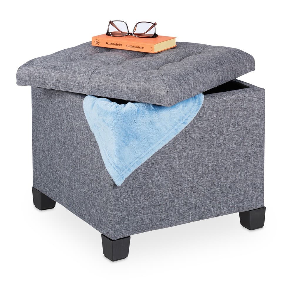Tabouret de rangement pouf décoratif chaise d'appoint 4 pieds léger