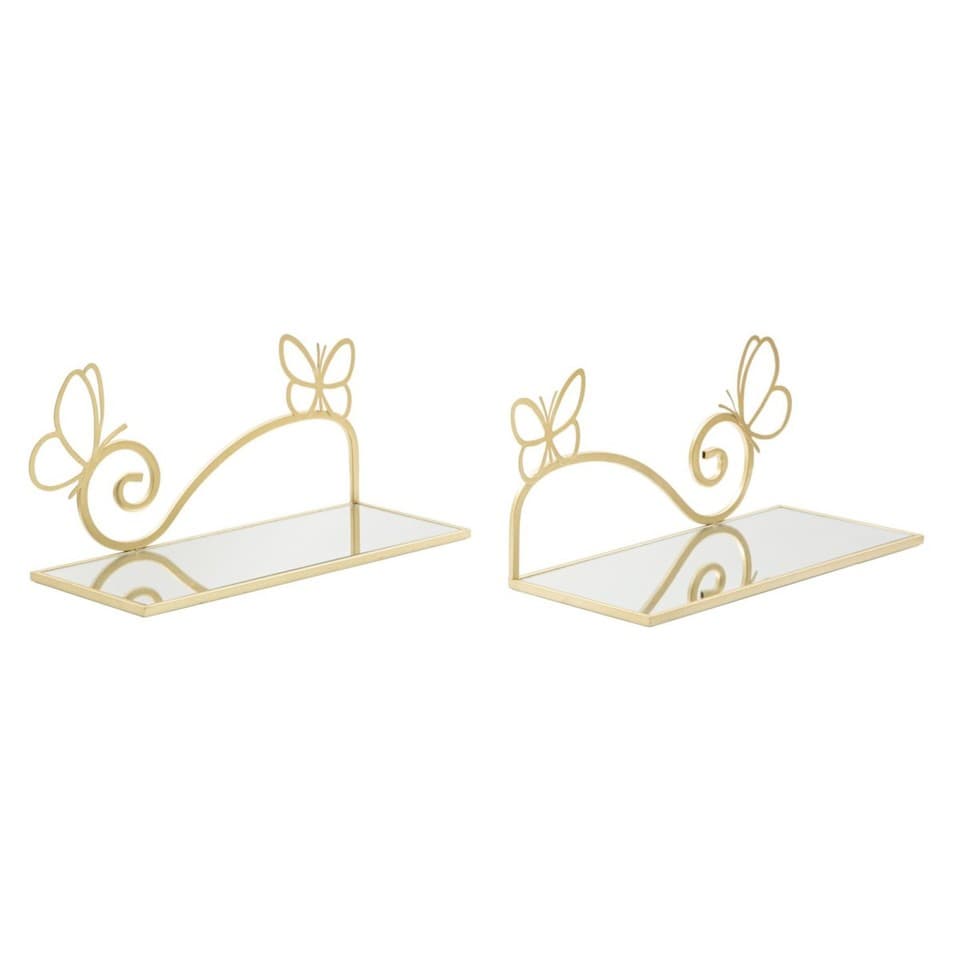 Lot de 2 Tables de Chevet Murales "Butterfly" 41cm Or