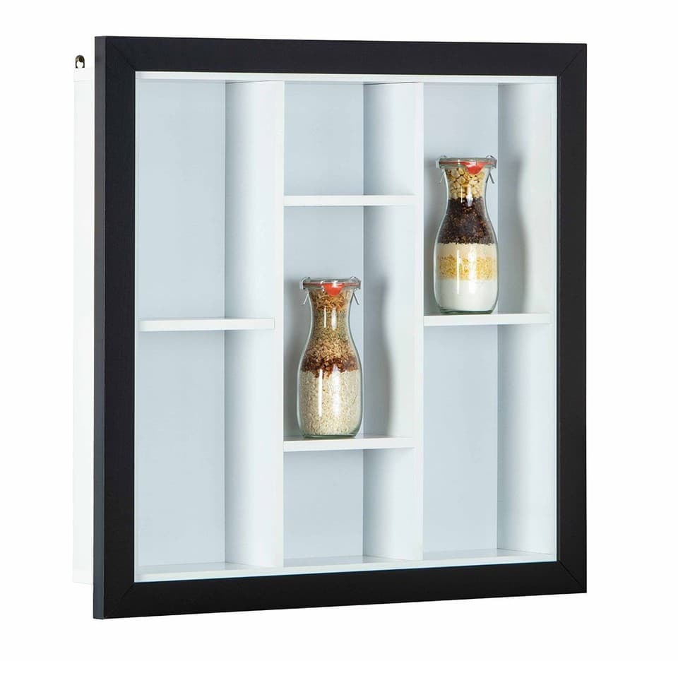 Étagère Murale 7 Compartiments "Bukan" 67cm Noir & Blanc