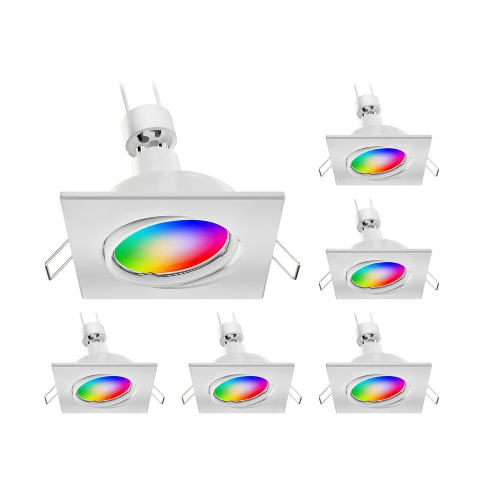 6x cadre d'encastrement au plafond RIR carré pivotant blanc mat