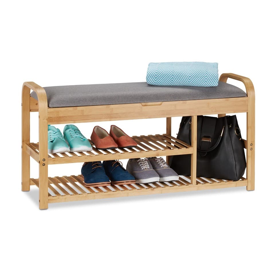 Banc chaussures Banquette de rangement 120 kg Banc à chaussures 8,1 kg Rembourré