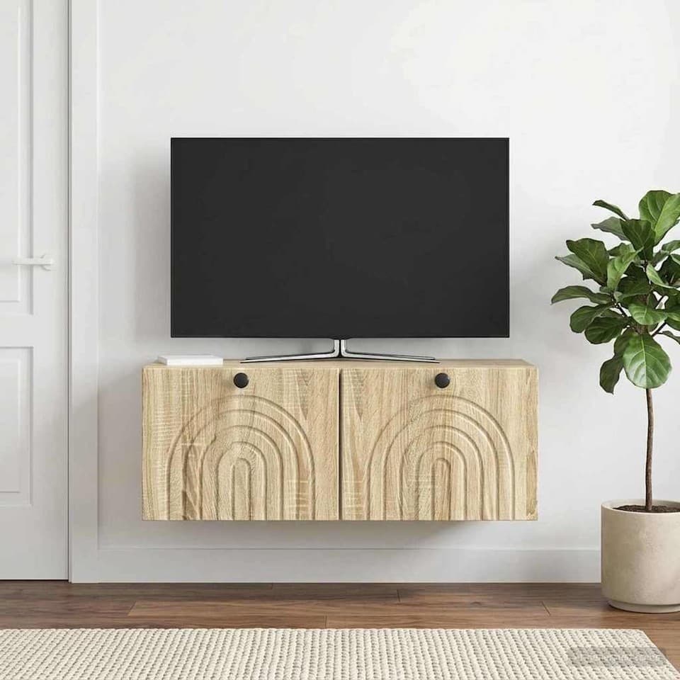 Meuble TV mural Montage mural Bois d'ingénierie Cabinets muraux vidaXL vidaXL