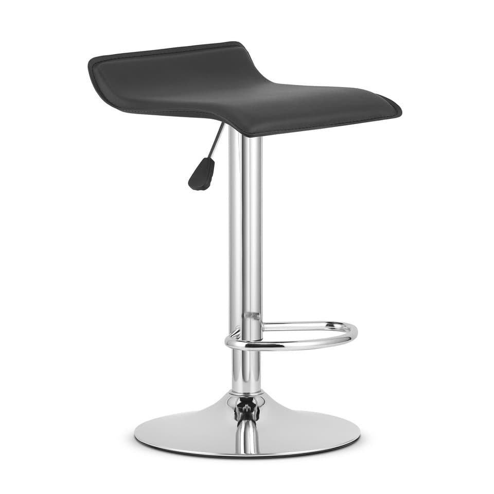 Tabouret FORT - similicuir noir / piètement chromé