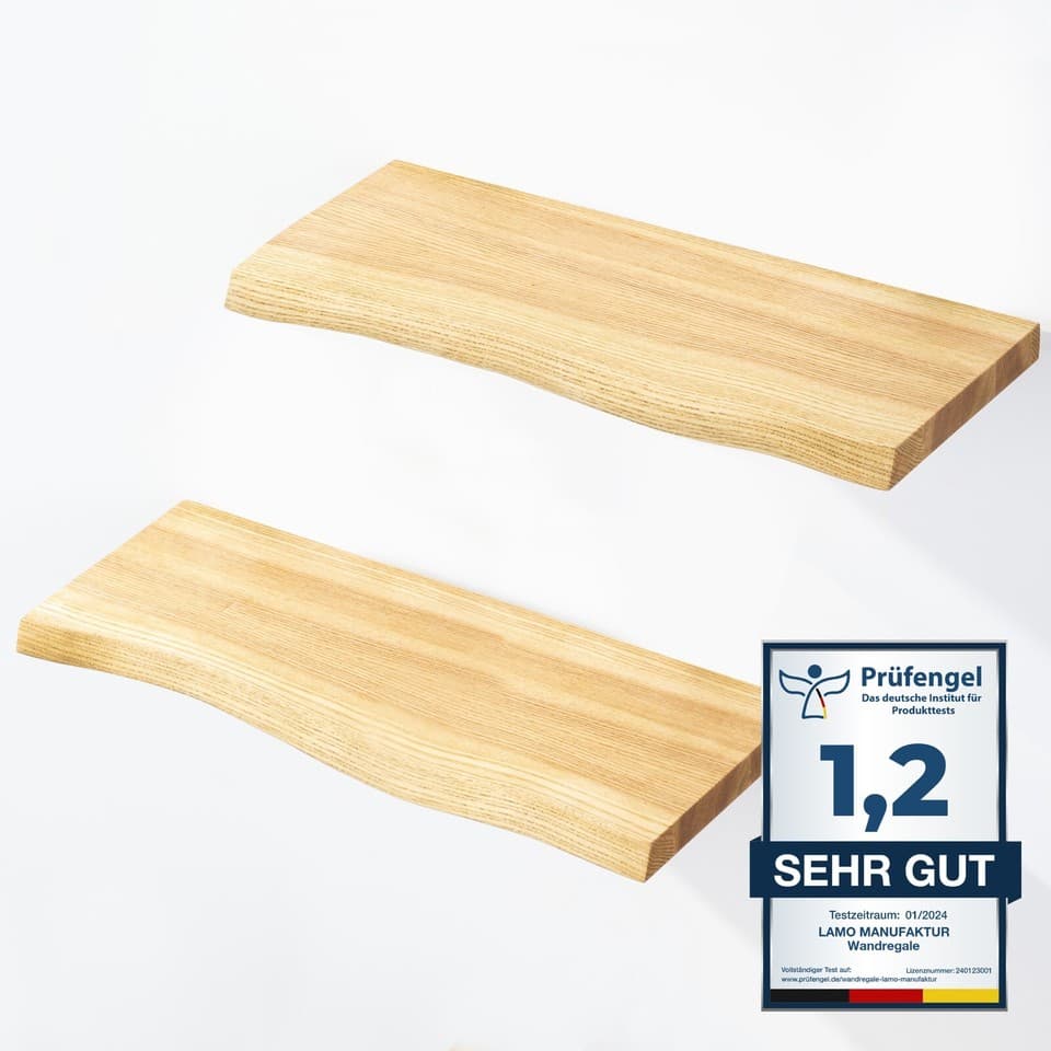 LAMO Manufaktur 2 Pièce Étagère Murale en Bois Avec Invisible Fixation Set 2