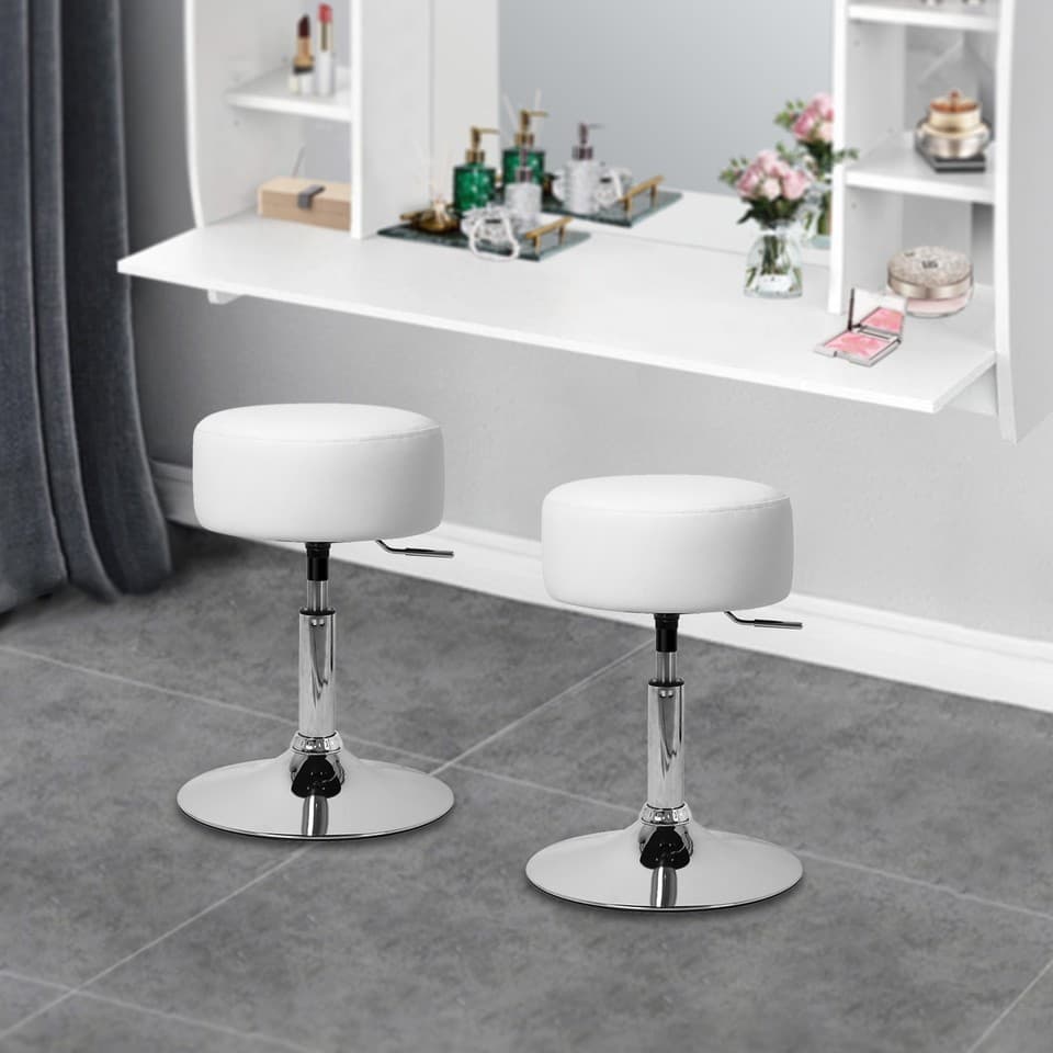 Set de 2 tabouret de travail blanc synthétique réglable en hauteur 52-65 cm