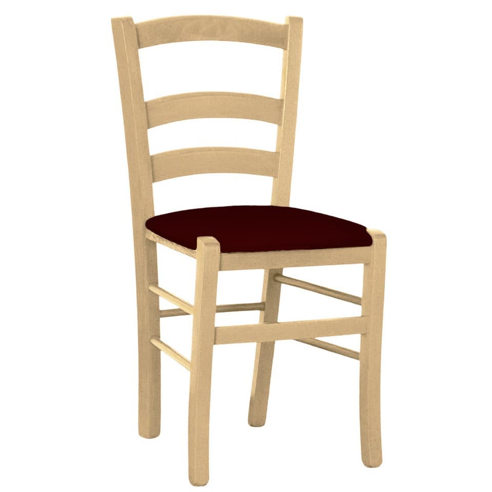 Chaise En Bois Venezia Naturelle Avec Assise En Similicuir Marron