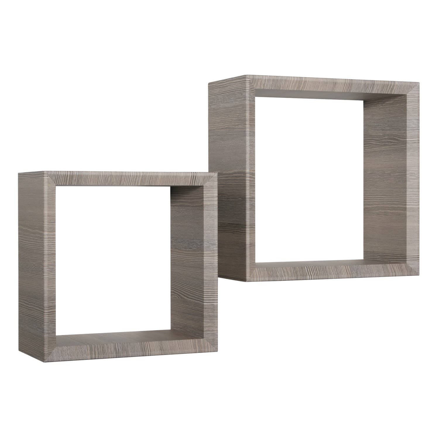 ÉTAGÈRES CARRÉES À MUR LOT DE 2 CUBES MODULAIRES CHÊNE MOKA MOD. GINEVRA