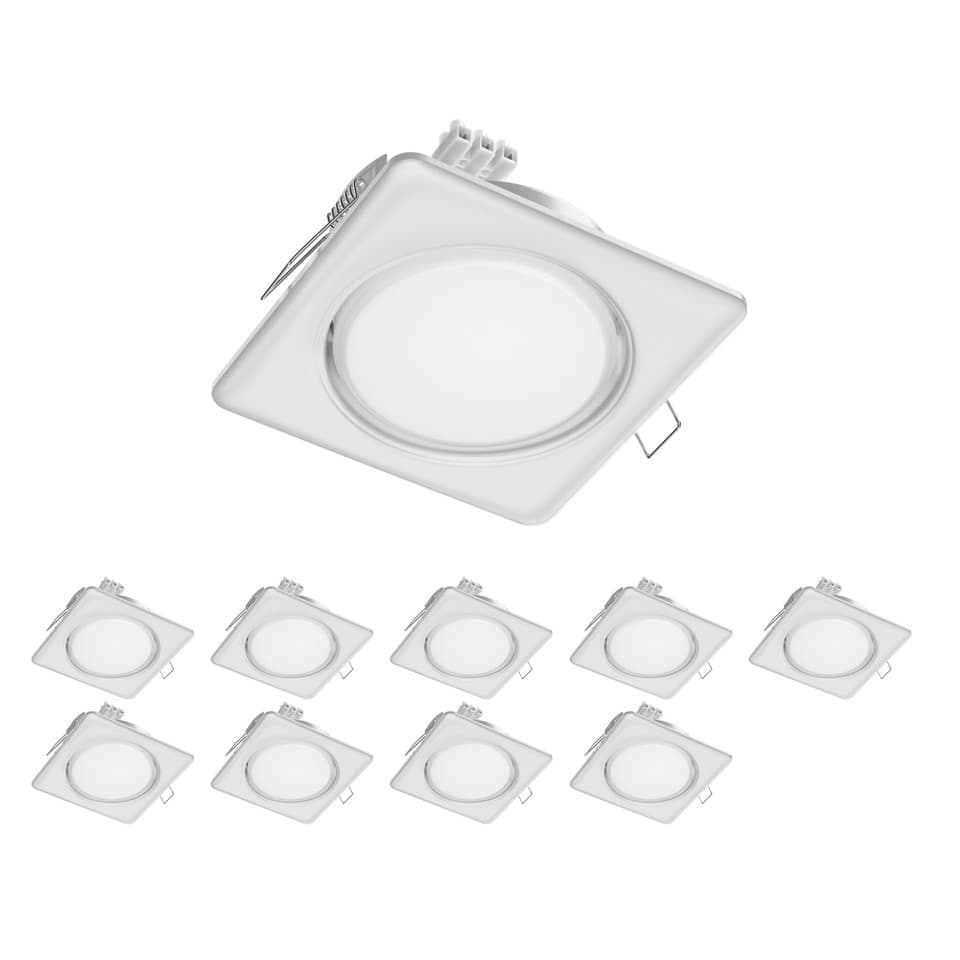 10x Plafonnier encastré ZOBE II blanc mat rectangulaire 10,7 x 10,7cm 1x GX53