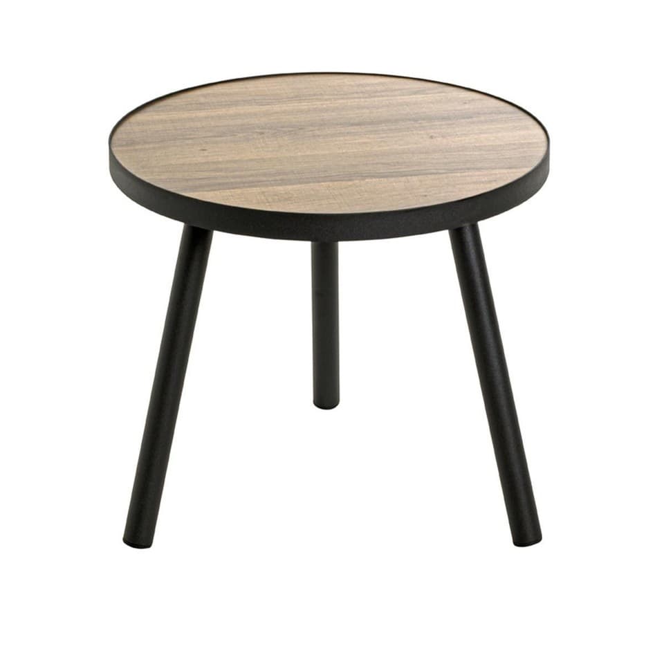 Table d'Appoint Design "Qanaq" 40cm Noir & Chêne