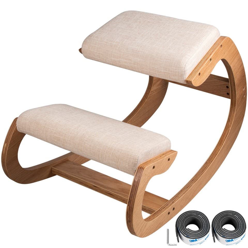 Uimoso Tabouret ergonomique à genoux en chêne blanc pour bureau et maison