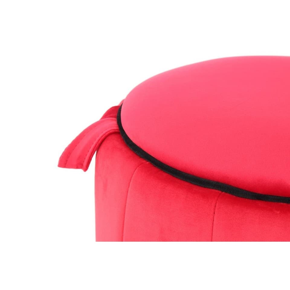 Pouf Rond Velours "Reese" 43cm Rouge