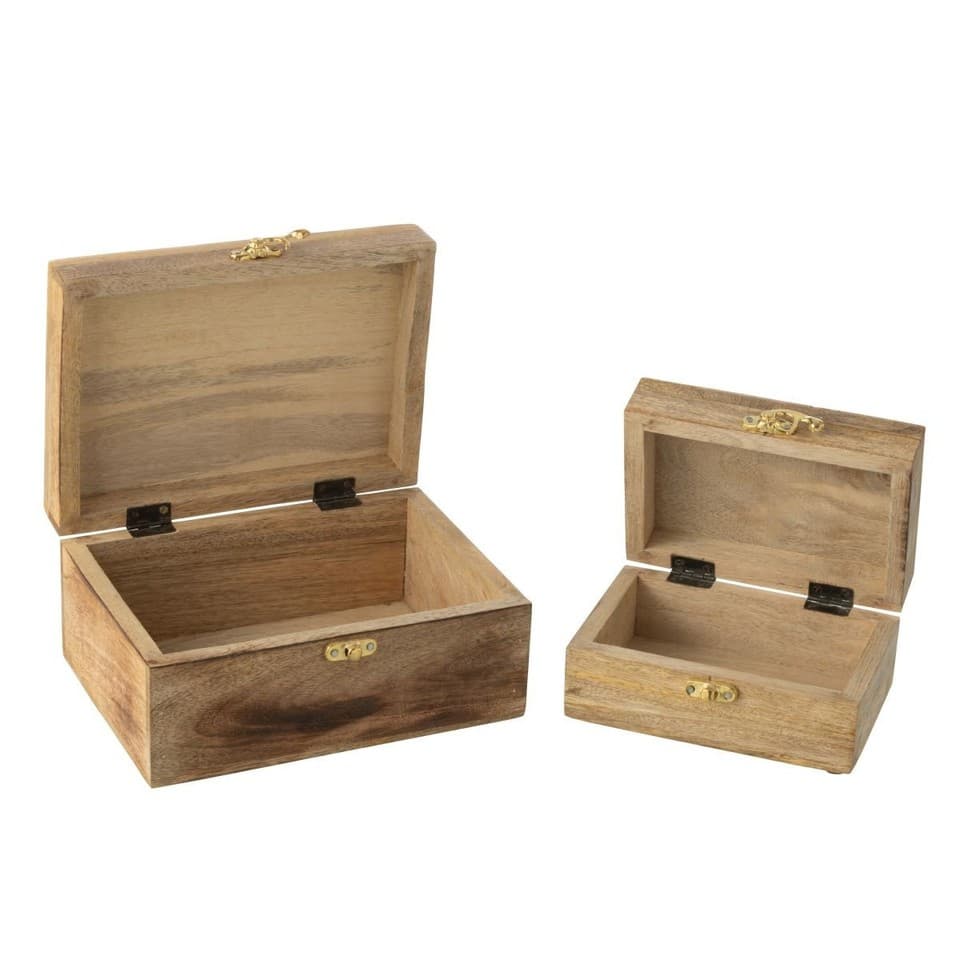 Lot de 2 Boîtes Déco en Bois "Cœur" 20cm Rose & Naturel