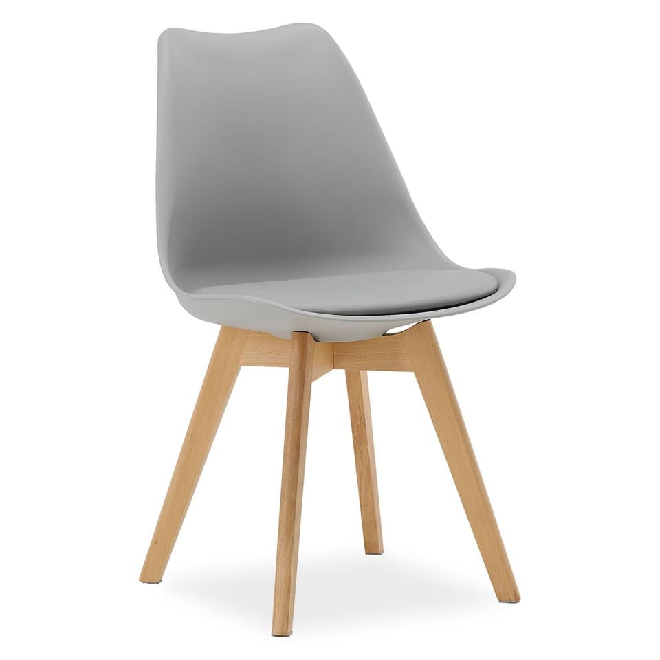 Chaise de Cuisine Gris Pieds en Bois Massif Salle à Manger Moderne Homestyle4u
