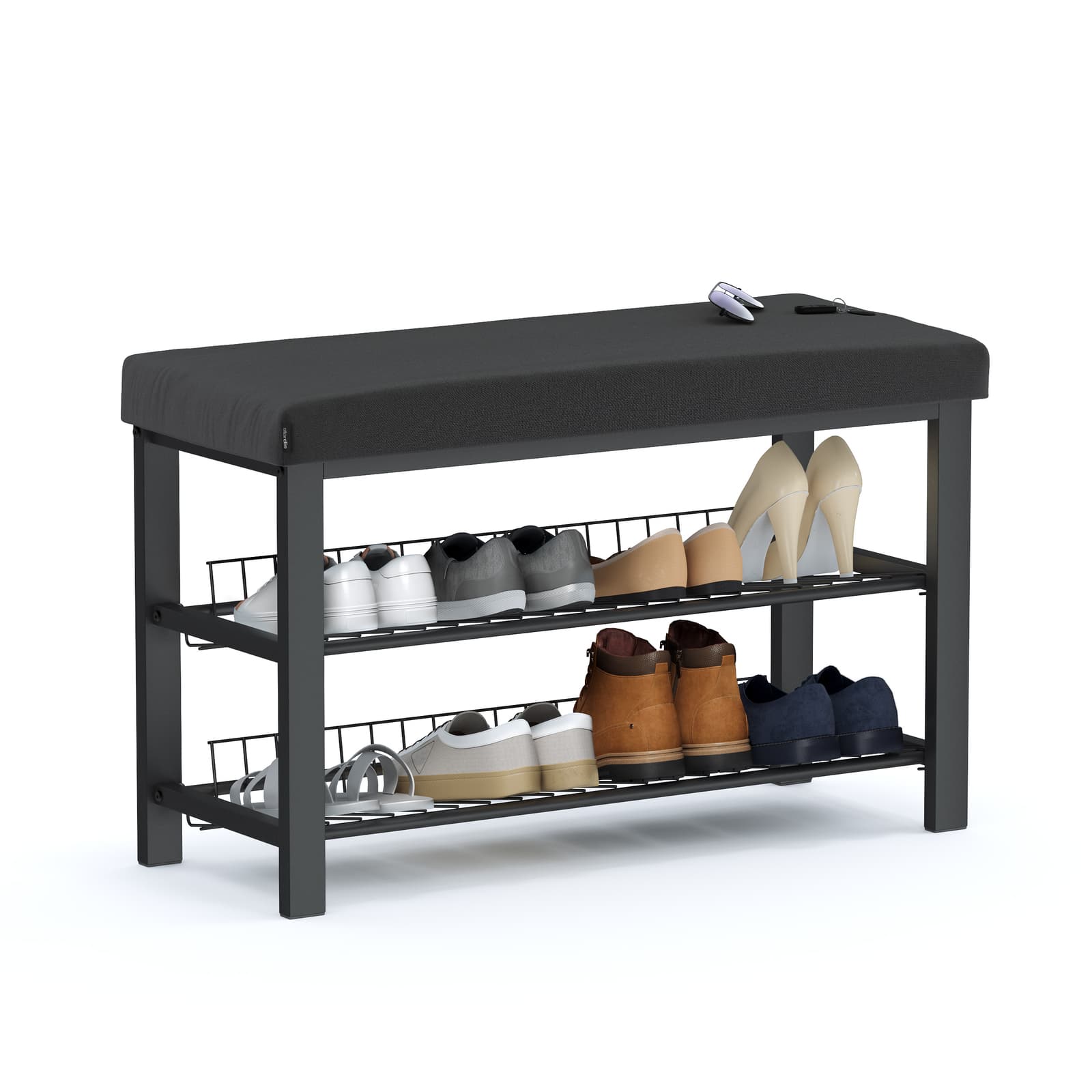 Stardis Banc à Chaussures Avec Siège Paddé 81 cm 2 Compartiments Noir/Anthracite