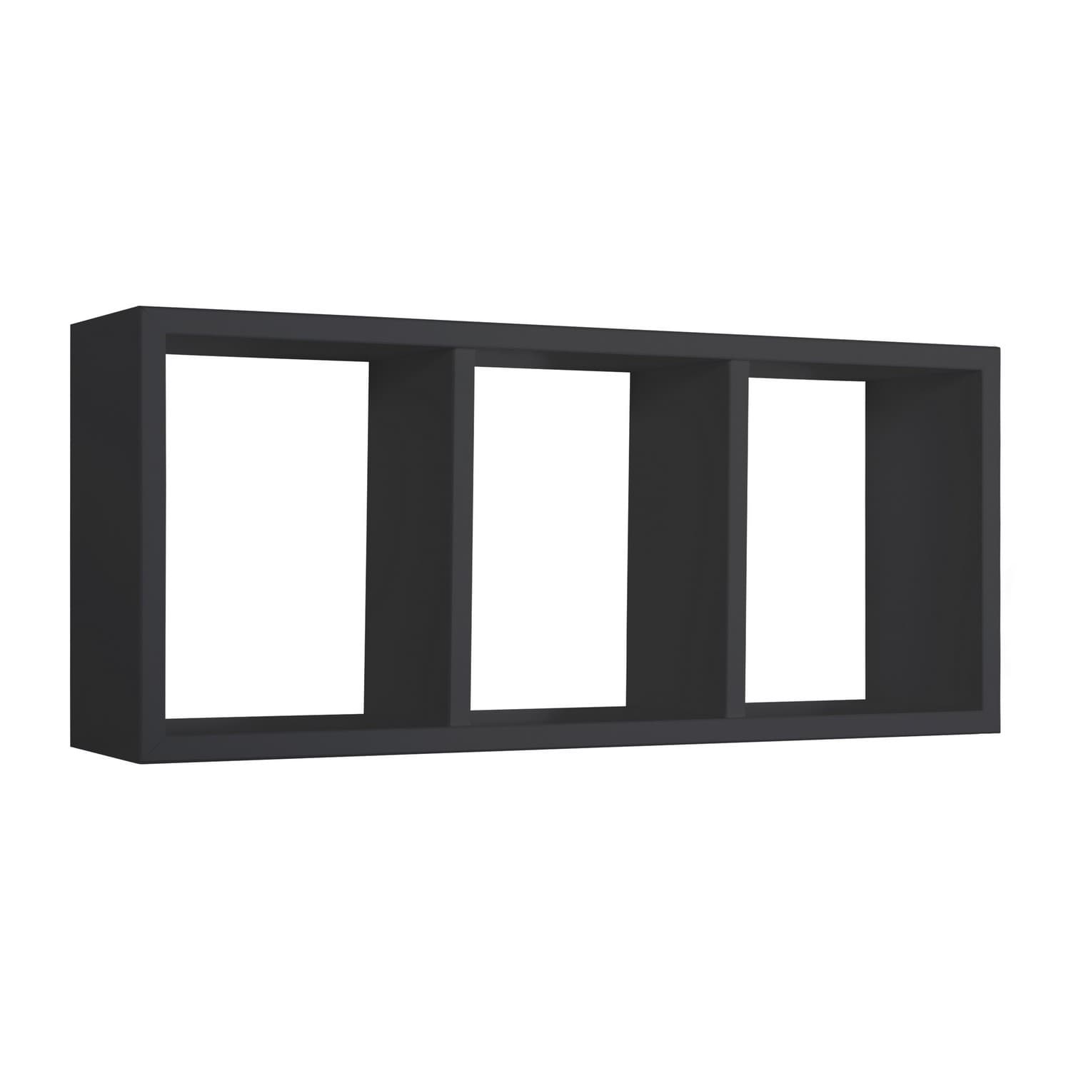 ÉTAGÈRE À MUR RECTANGULAIRE 3 COMPARTIMENTS NOIR MOD. TRISTANO