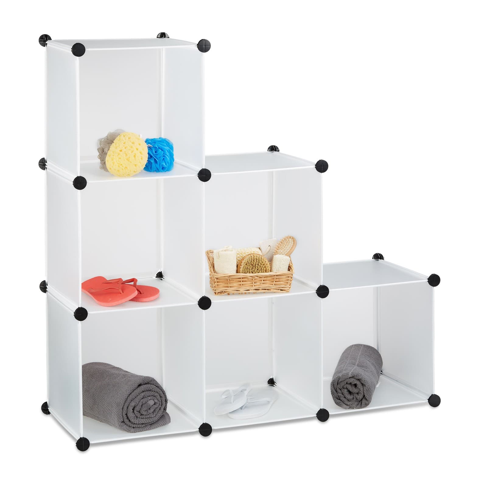 Étagère sous escalier 6 compartiments Bibliothèque modulable blanc modulable