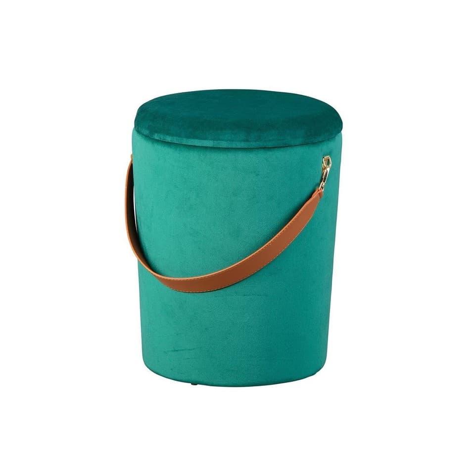 Pouf Coffre en Velours à Sangle "Yola" 45cm Vert