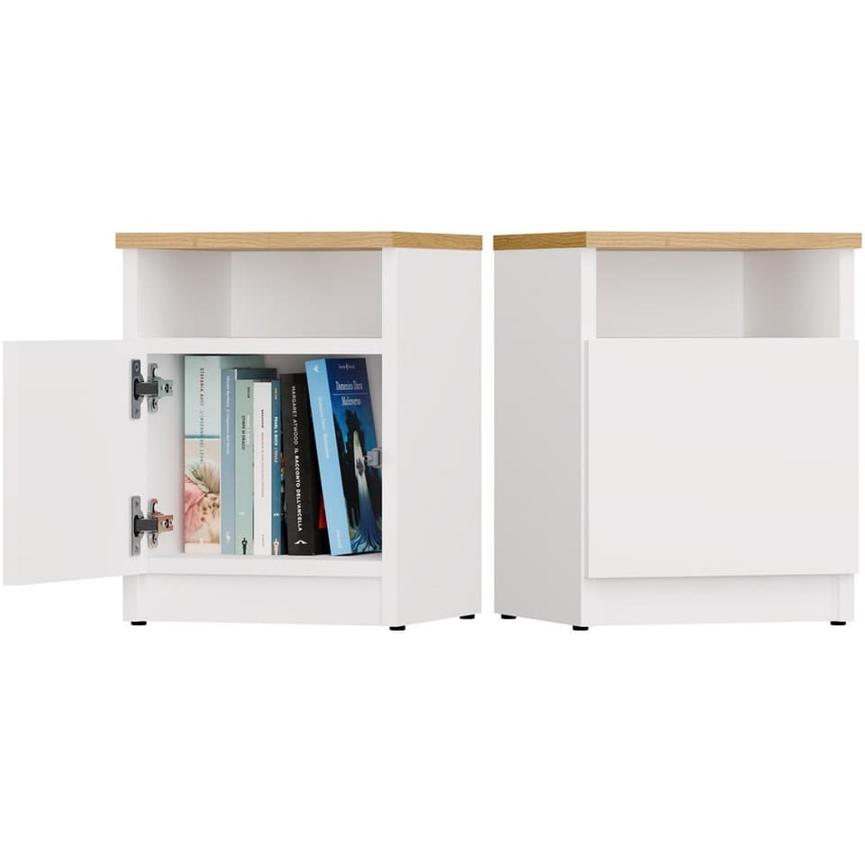 GALAX 30 1D TABLE DE CHEVET BLANCHE ARTISANALE COMMODE 1 PORTE TABLE DE CHEVET C