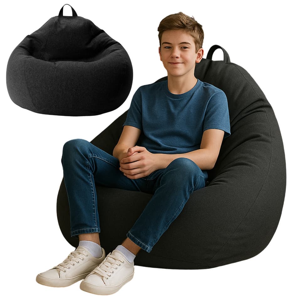 Sac de siège 185 L noir avec remplissage ECO Bean Bag coussin L
