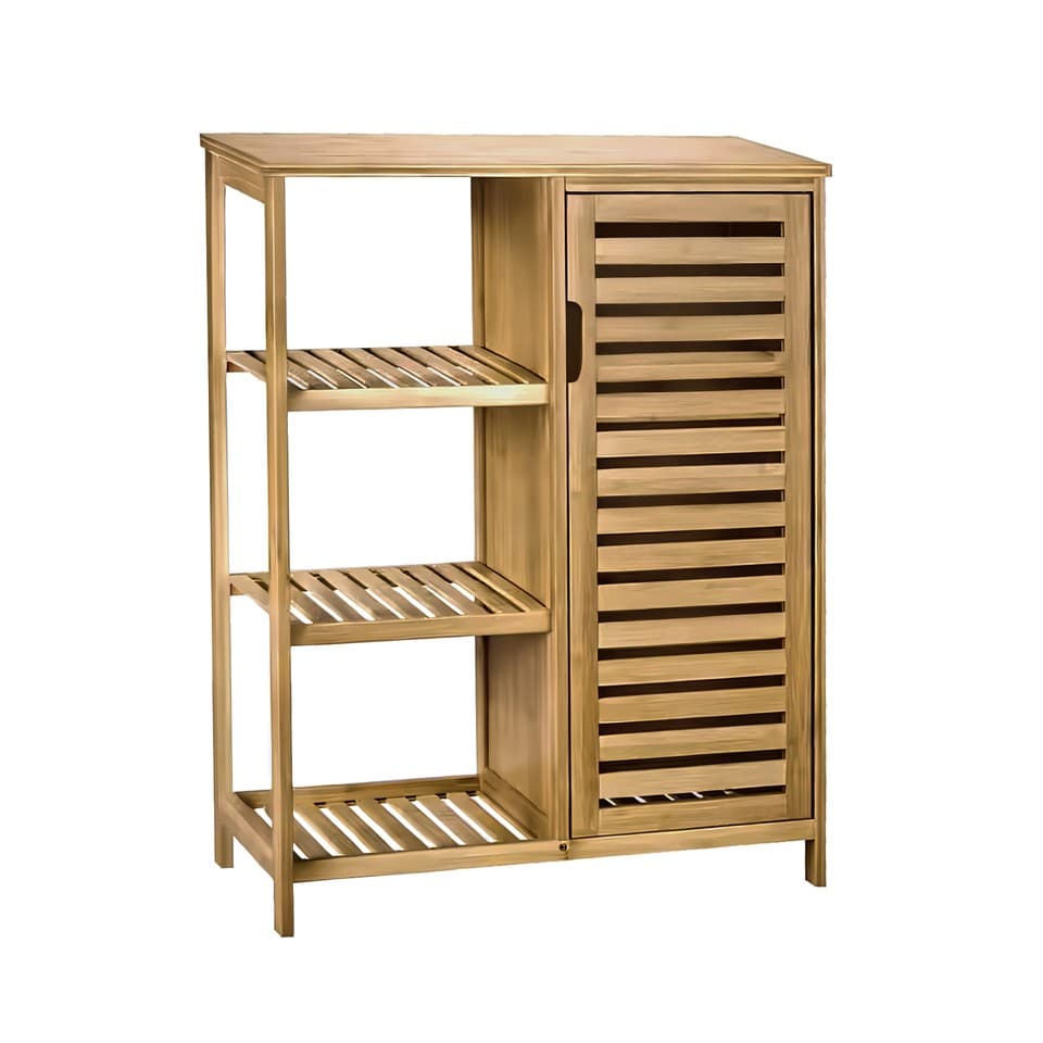 Armoire de salle de bain en bambou étagère de salle de bain avec 3 étagères 1...