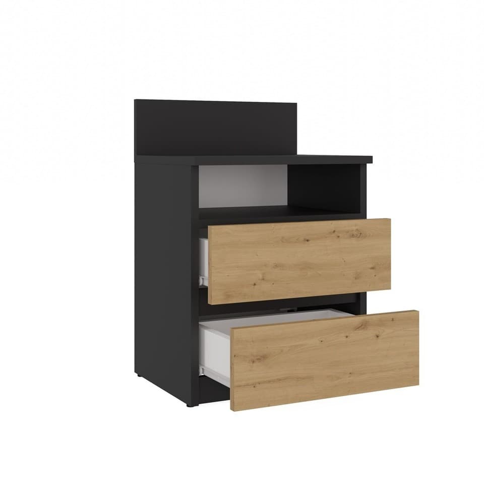 Table de chevet artisanale Malwa M1 ANTHRACITE