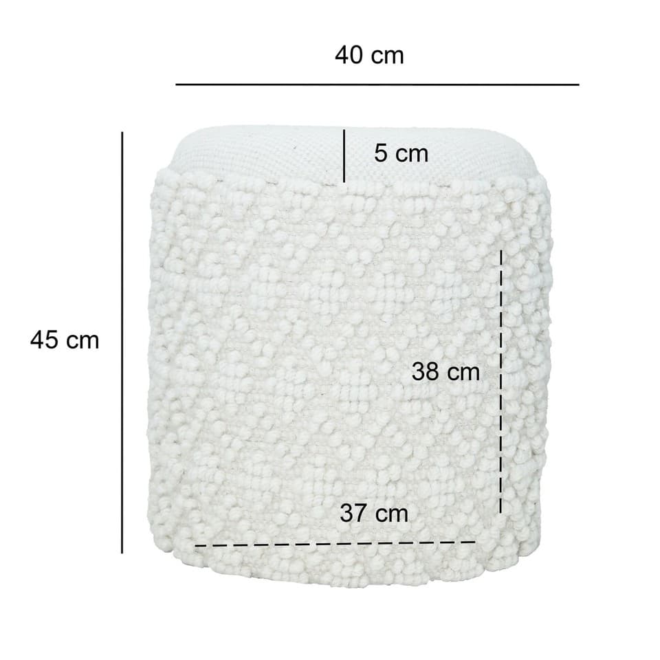 Pouf FineBuy Tabouret rond avec rangement Laine Ø 40 cm Blanc Tabouret d'appoint