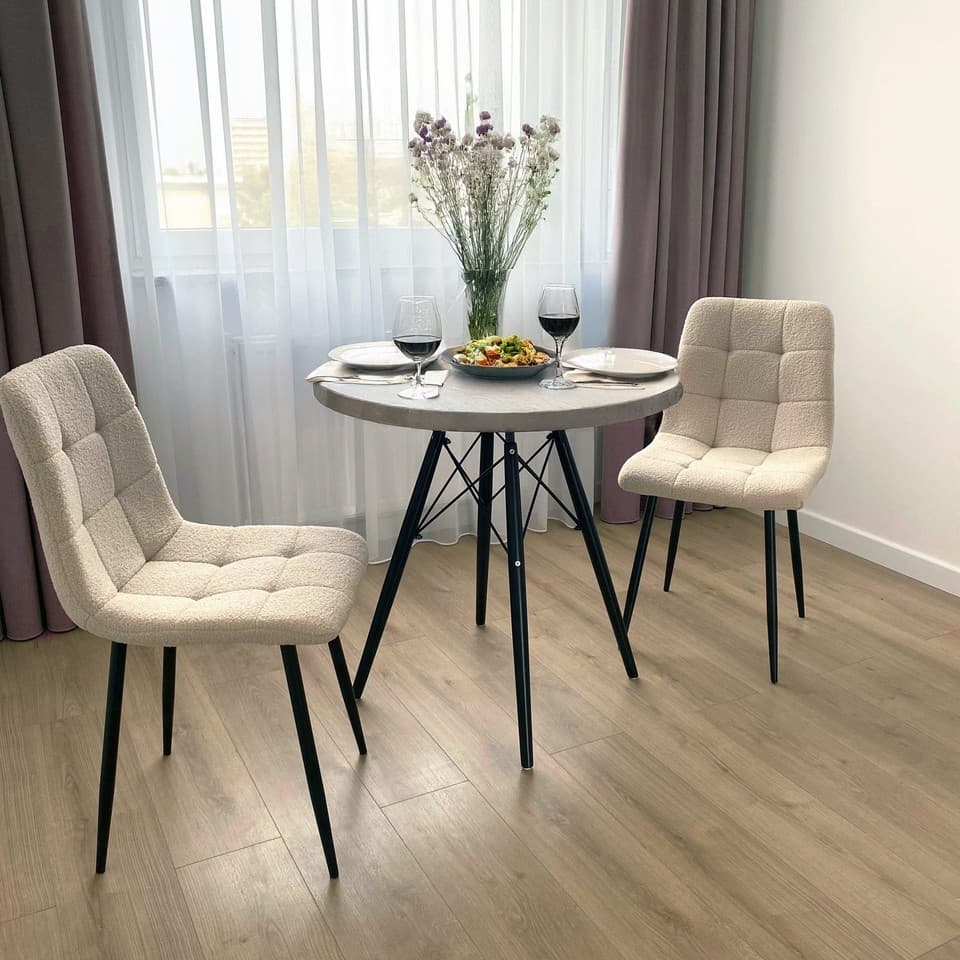 Chaise bouclée beige teddy DENVER