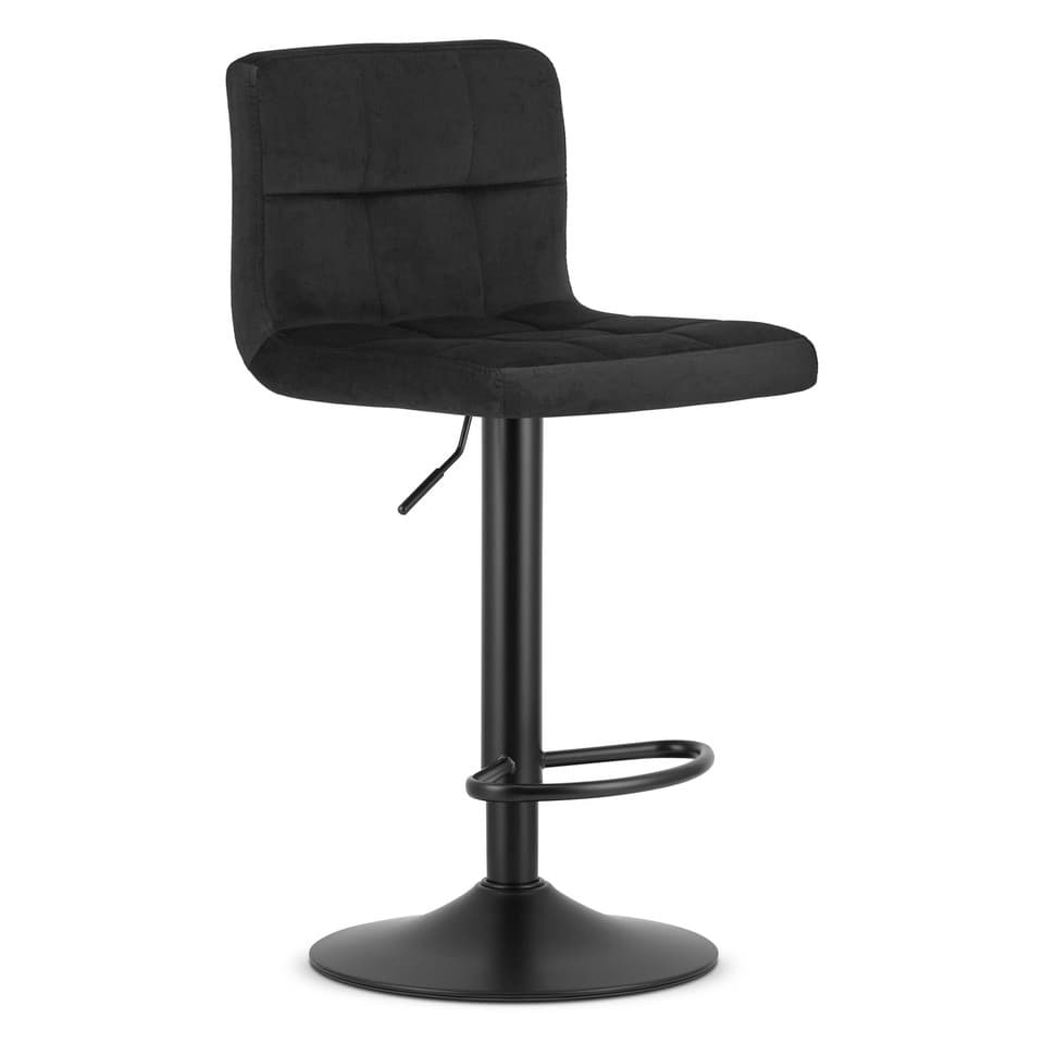 Tabouret PROT - velours noir / base noire