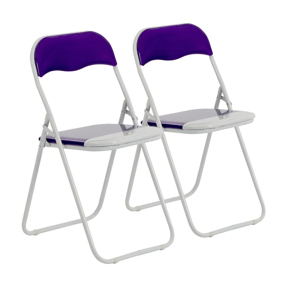 2x coloré rembourré chaises pliantes Bureau métallique Chambre salon Violet