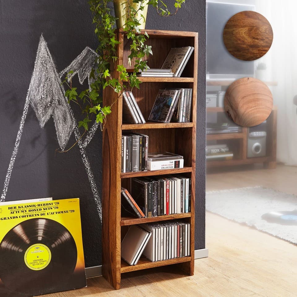 FineBuy Étagère Rangement CD bois massif 30x90x17cm Meuble de Rangement Étagère