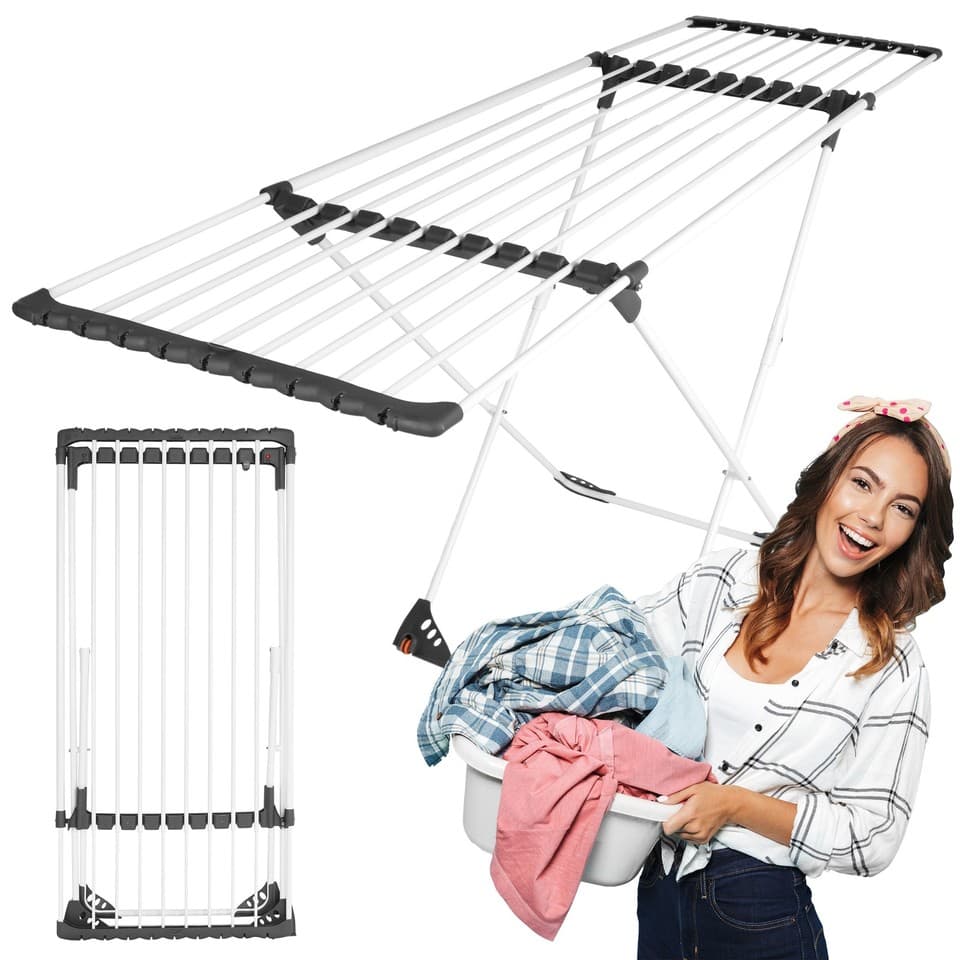 Séchoir à linge télescopique MOJAVE, blanc et graphite