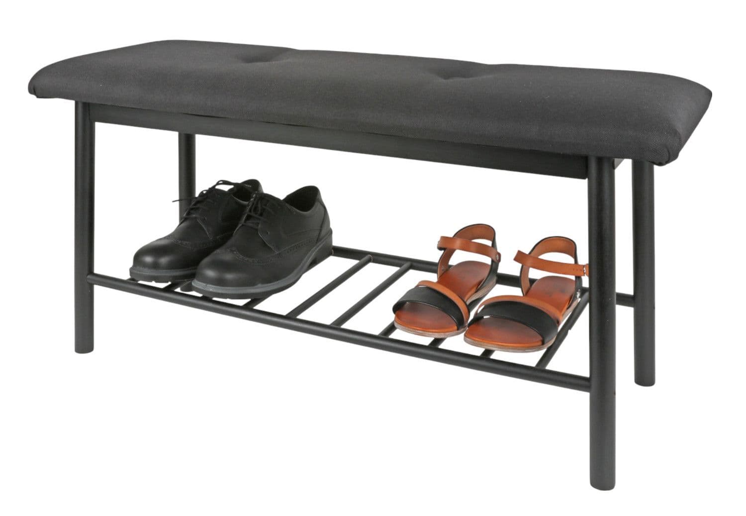 Banc de Chaussure Avec Coussin 90x34x45cm Rangement en Bois Meubles Bambou Noir
