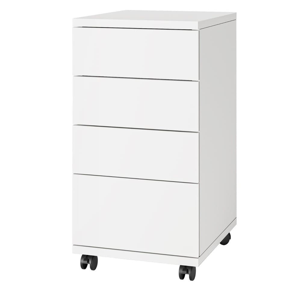 Caisson de Bureau 4 Tiroirs, Meuble de Rangement pour Dossier avec roulettes