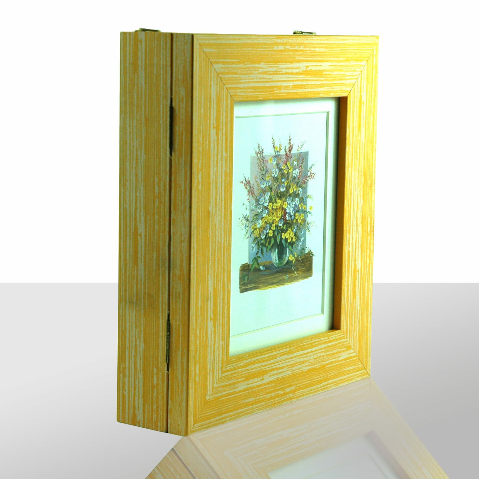 Boîte À Clés Jaune, Avec Un Bouquet De Fleurs Colorées, HxBxT 27x22x6 Cm