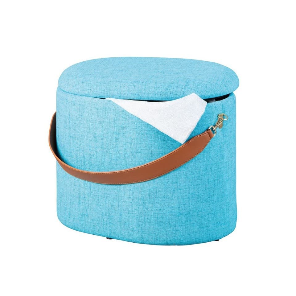 Pouf de Rangement à Anse "Dumont" 42cm Turquoise
