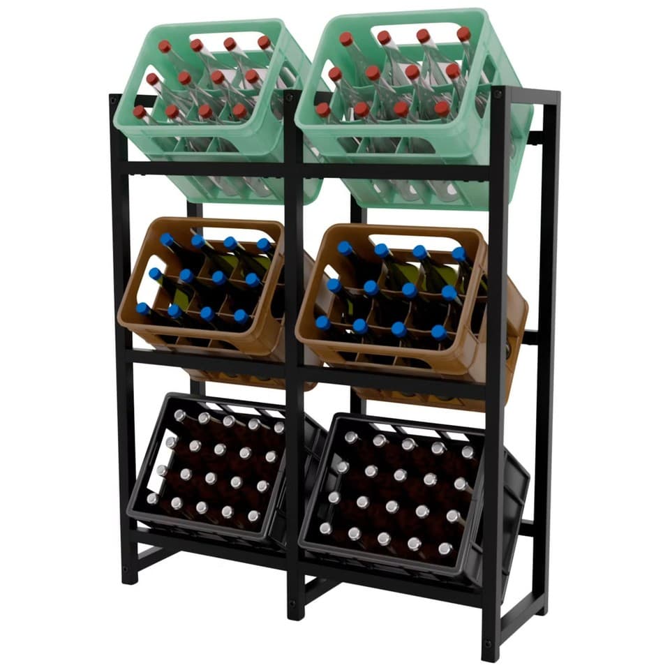 Étagère pour Caisses Métal 6 de Boissons – 91x31x116 CM – Stable Moderne