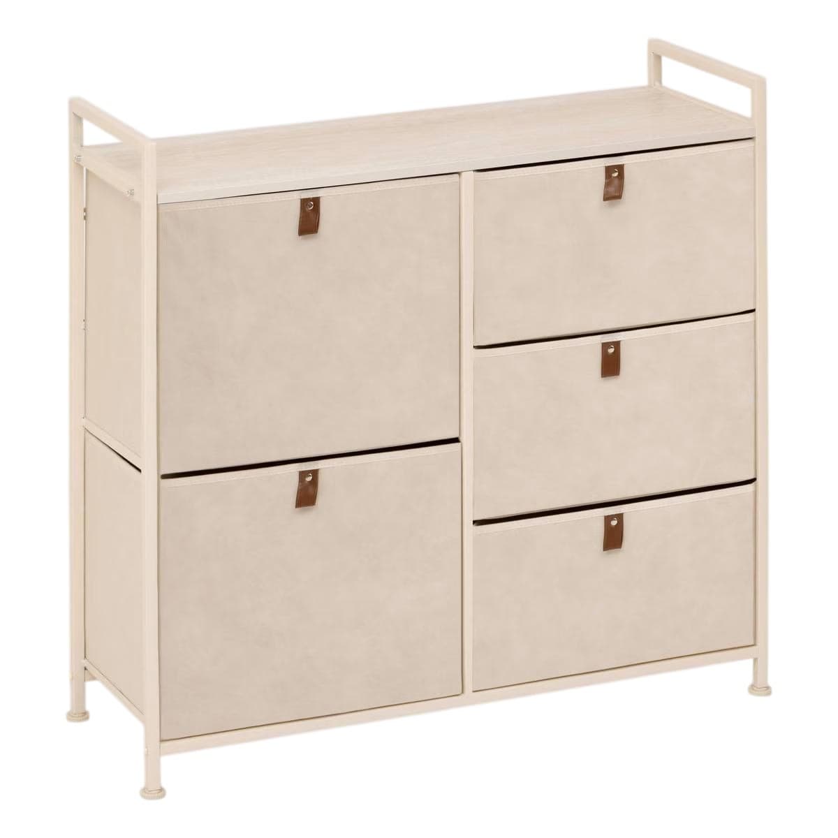 Meuble de Rangement 5 Tiroirs "Tissa" 83cm Beige