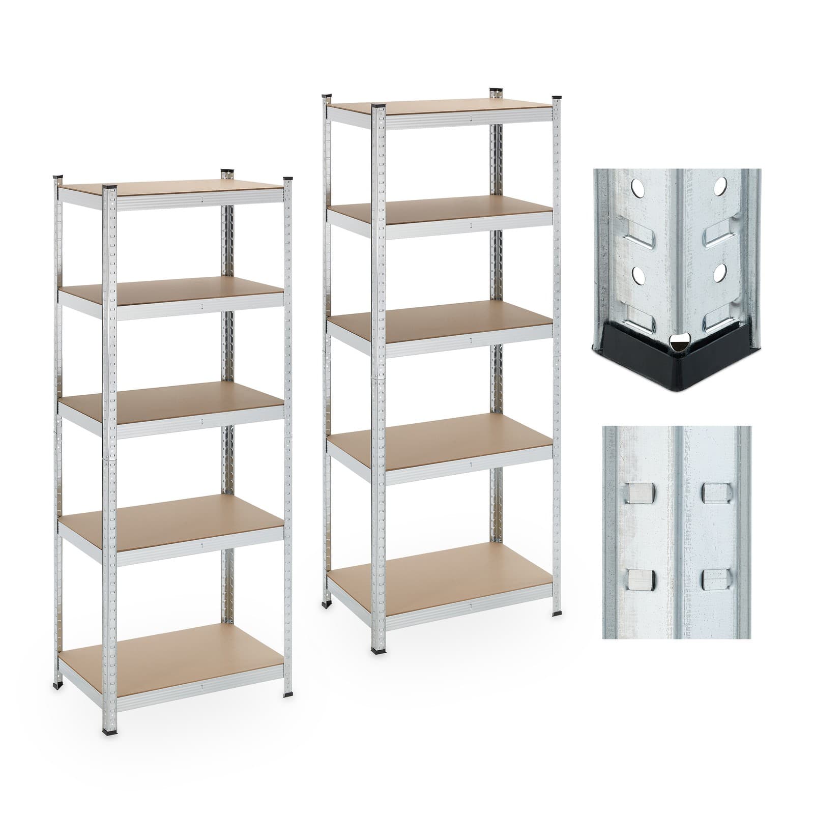 Etagere charge lourde rack de rangement 5 niveaux argenté étagère métallique