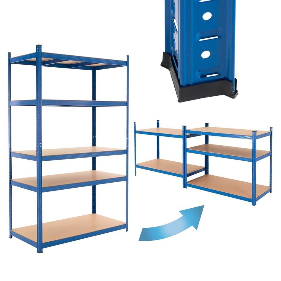 Rayonnage étageres stockage unité de rangement garage métal bleu 200x100x60 cm