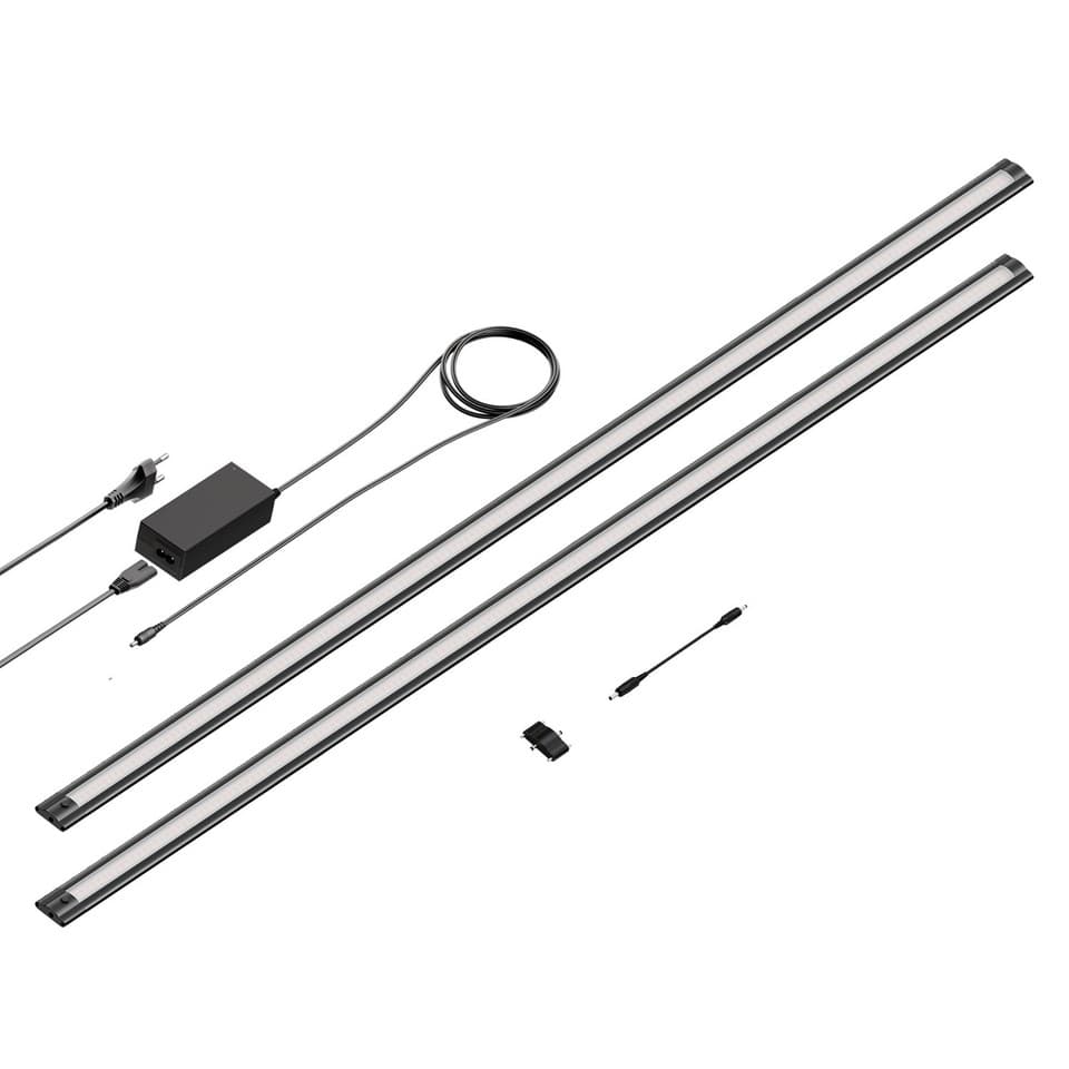 Luminaire d'agencement à LED SIRIS noir mat plat 114cm chacun 1261lm blanc