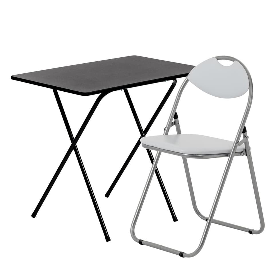 Bureau pliante chaises Home Office Poste travail ordinateur bois Noir / Blanc
