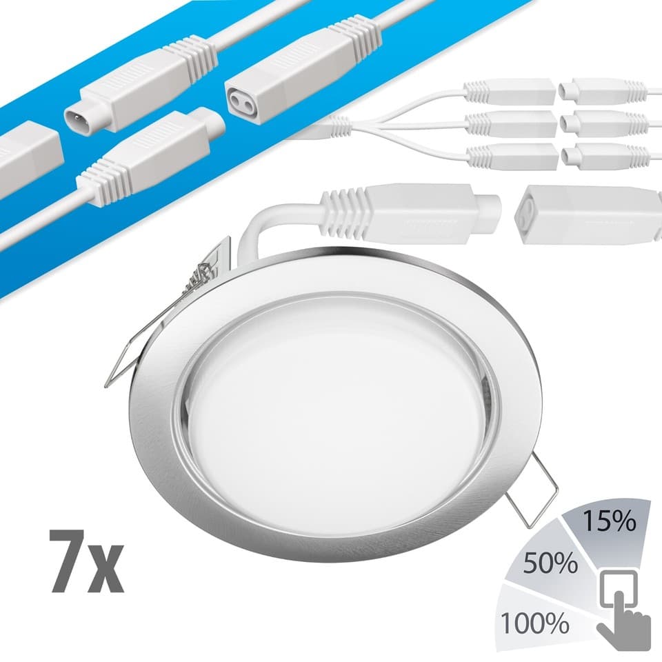 Spot de plafond à LED RUBA chromé mat 644lm chacun 3 niveaux de gradation sans