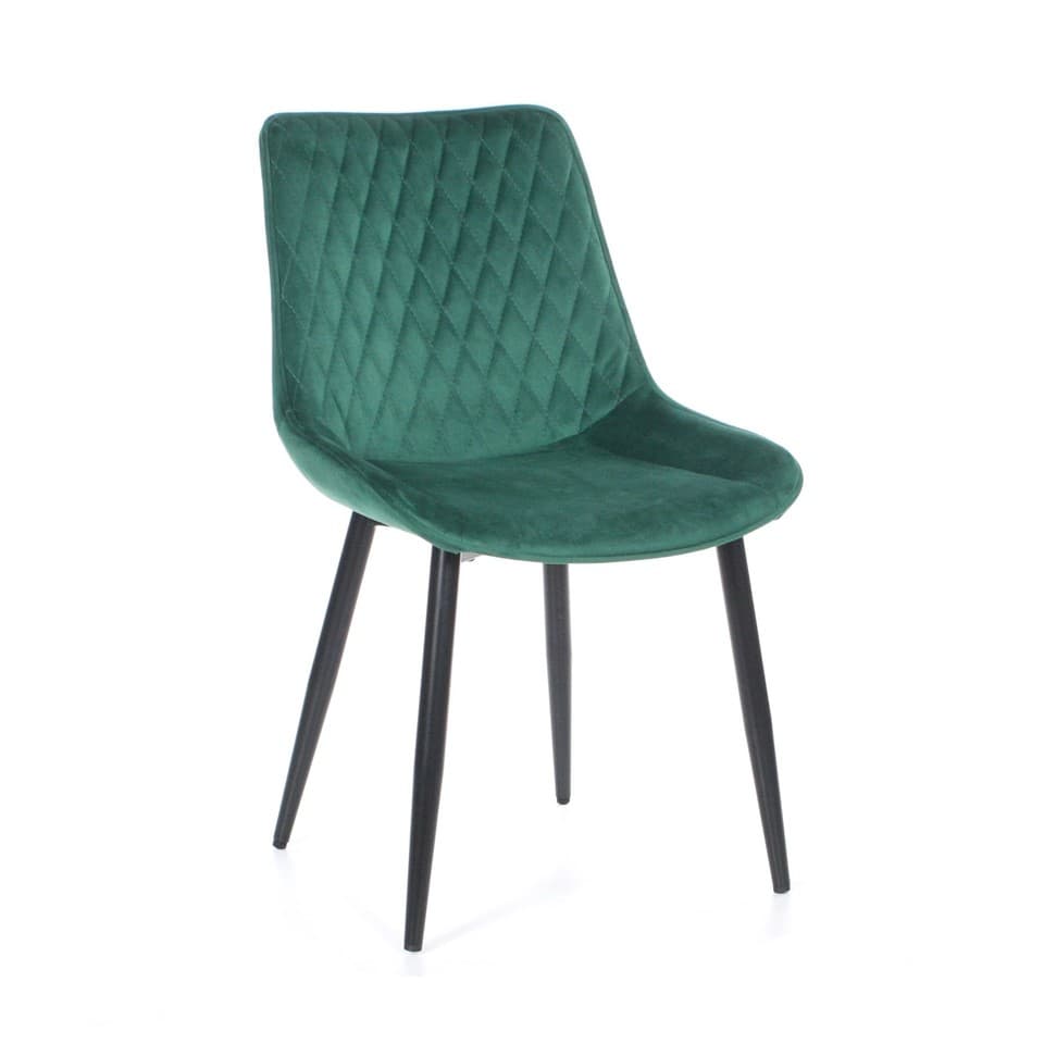 Chaise De Salle À Manger Haiko En Velours Vert Émeraude Foncé, Rembourrée