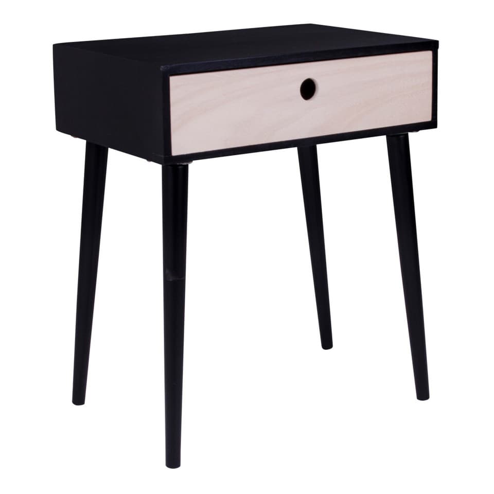 House Nordic Armoire de Nuit Parma Noir 1 Tiroir Table Chevet D'Appoint Tis