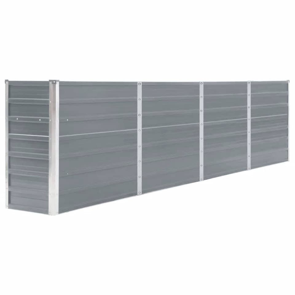 Lit Surélevé Acier Galvanisé 160x40x77 cm Gris Jardinière Pot de Fleurs vidaXL